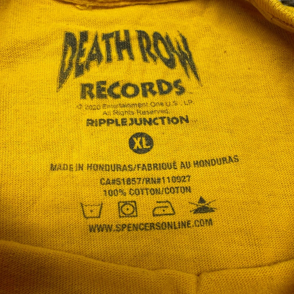 Death Row Records Shirt Mens XL Yellow Short Sleeve Graphic Tee Ripple Junction - Picture 3 of 8